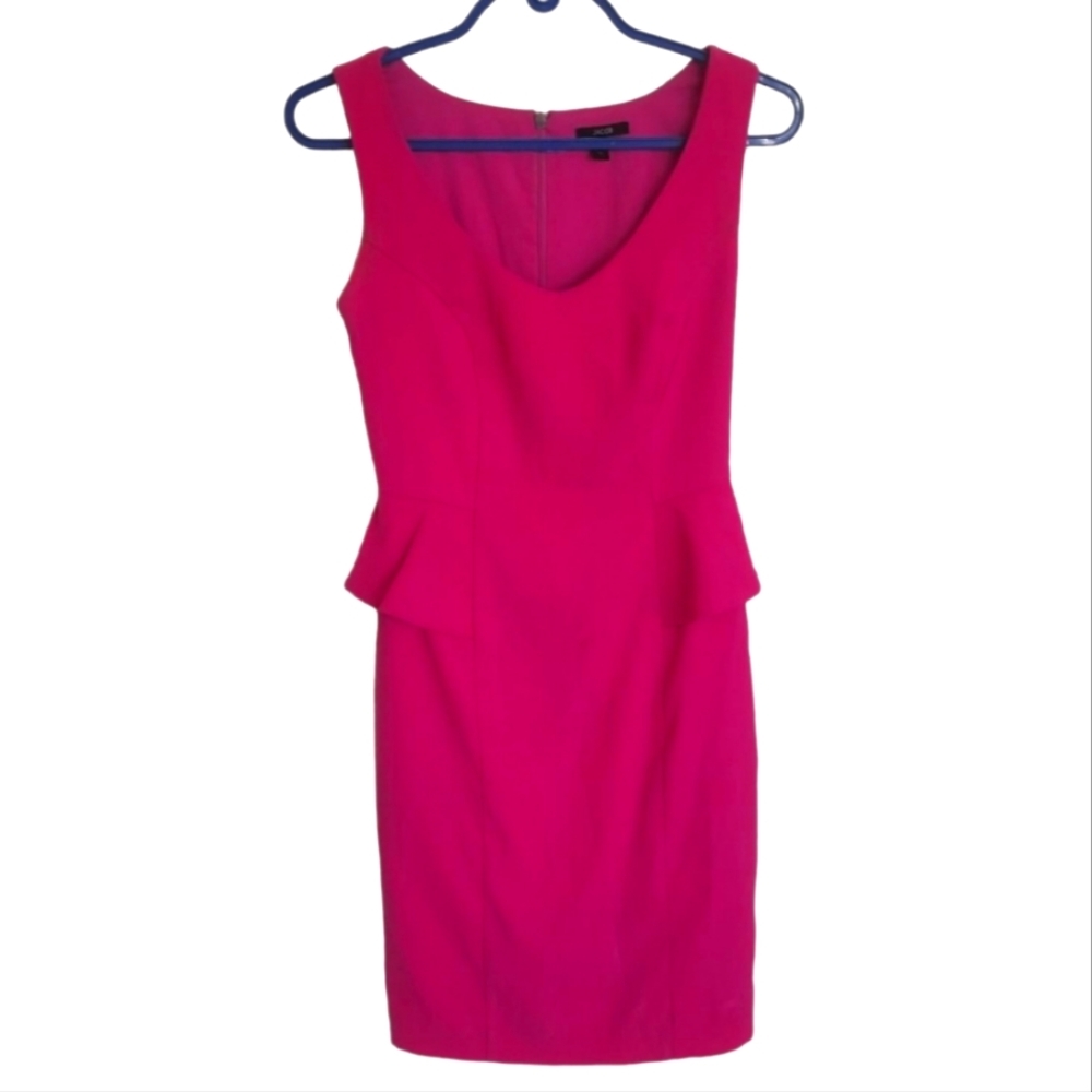 FUCHSIA pink sleeveless partial peplum dress.